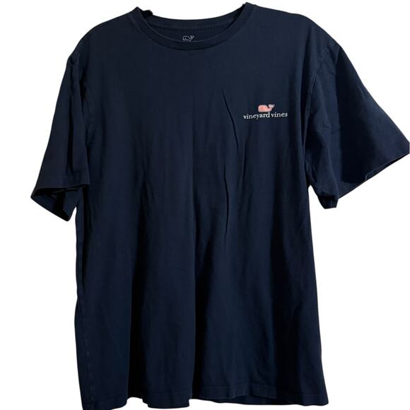 Vineyard Vines Navy Blue Classic Graphic Tee with Pink Whale Size Large - Picture 2 of 7